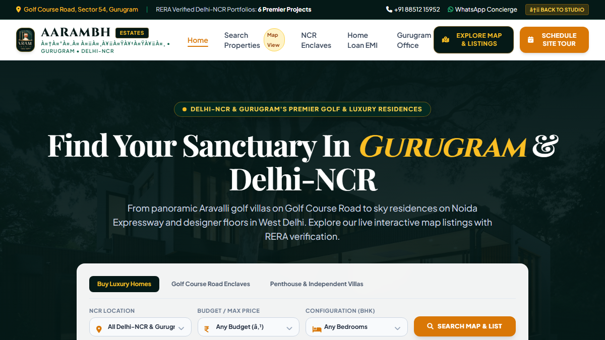 Aarambh Estates — Ultra-Luxury Delhi NCR Real Estate Portal