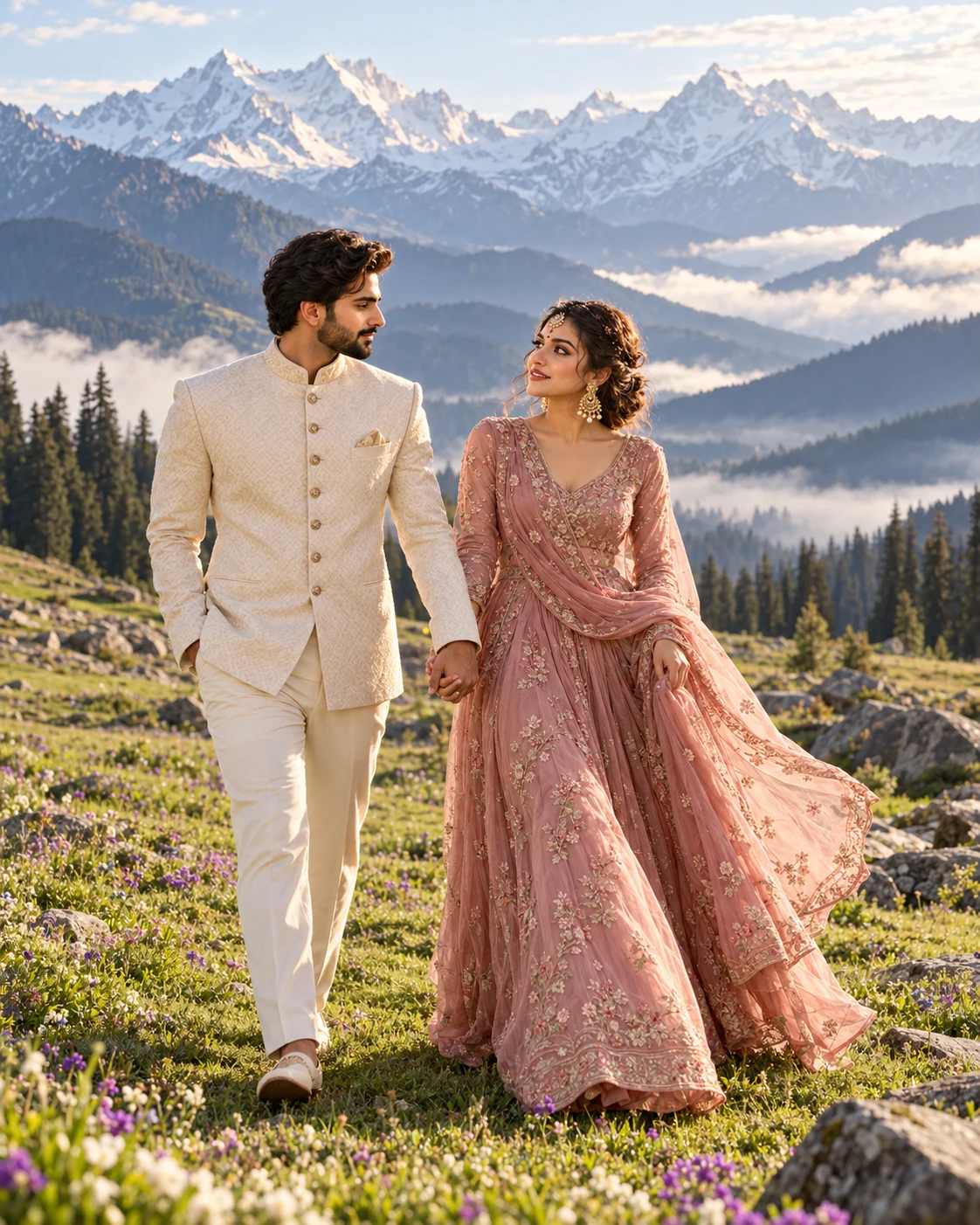 Veer and Ananya — Himalayan meadow