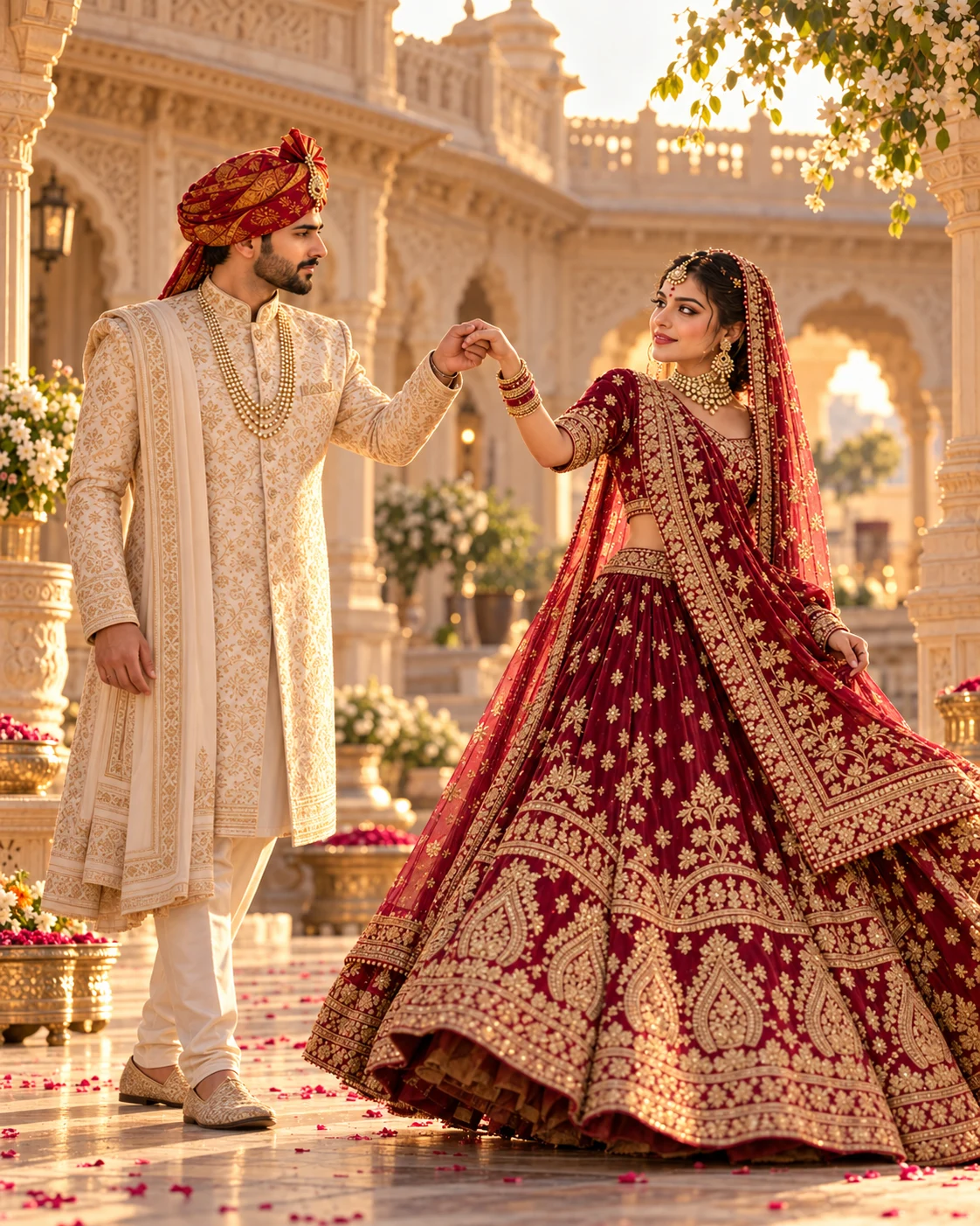 Veer and Ananya — Royal palace courtyard