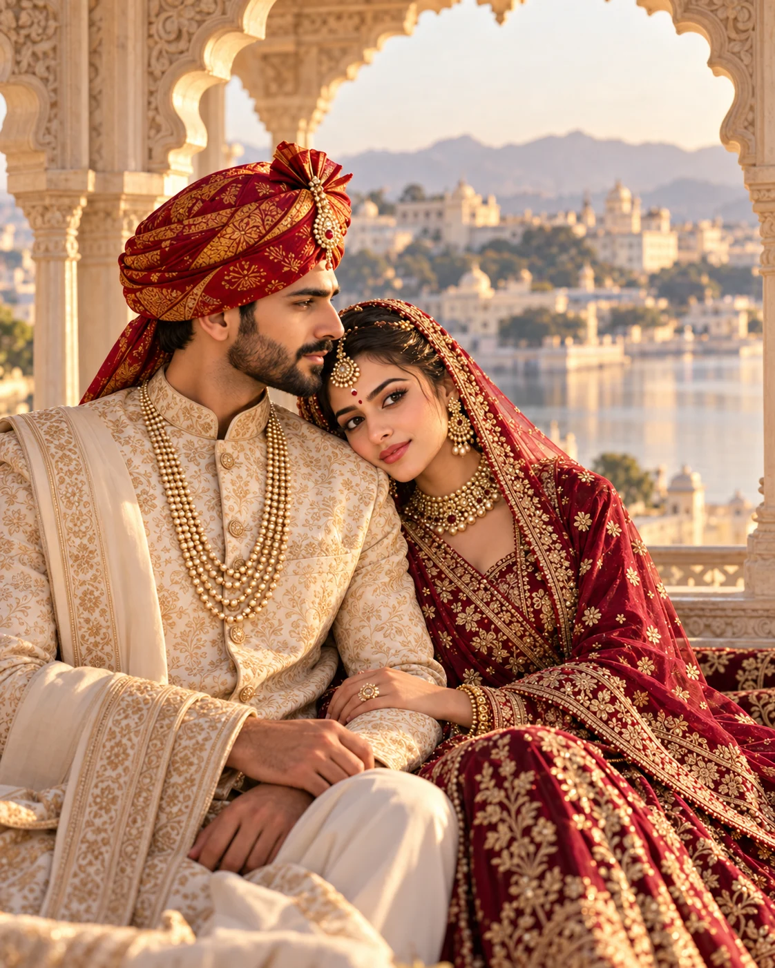 Veer and Ananya — Palace window portrait