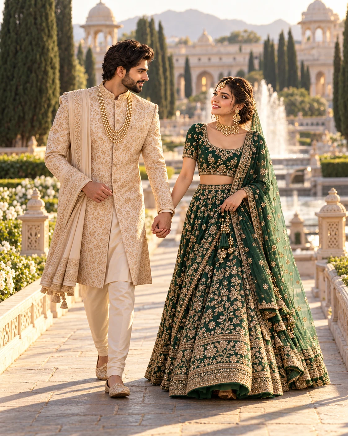 Veer and Ananya — Palace gardens