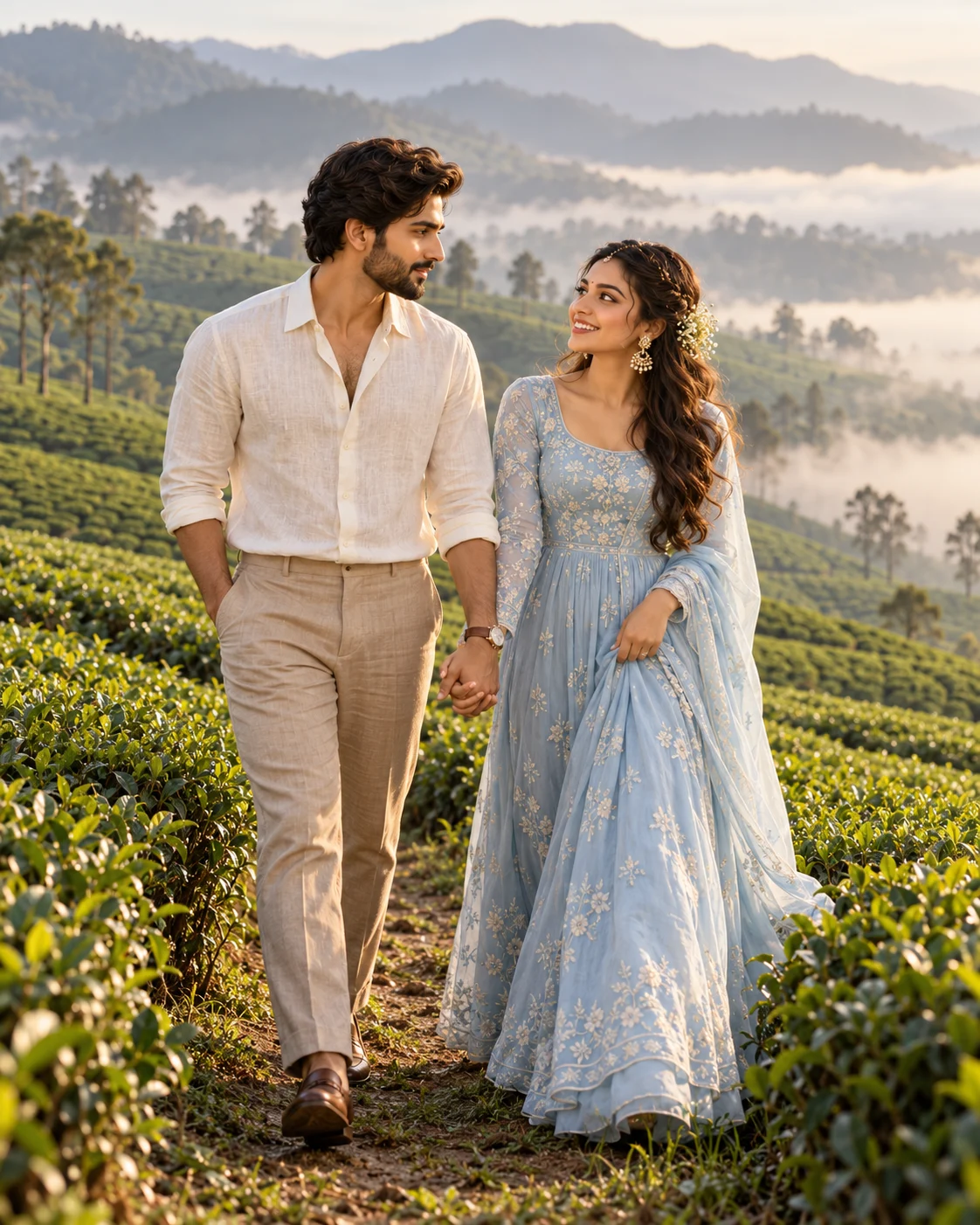 Veer and Ananya — Misty tea gardens
